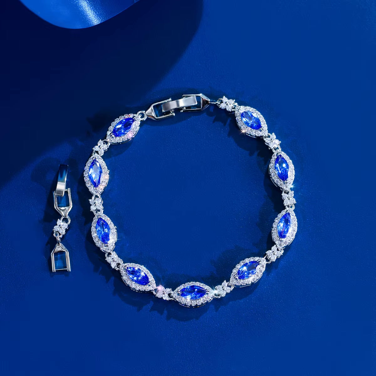 Europe America New Trendy Cubic Zirconia Marquise Cut Flowers Tennis Link Bracelet for Women Men Wedding Party Luxury Jewelry