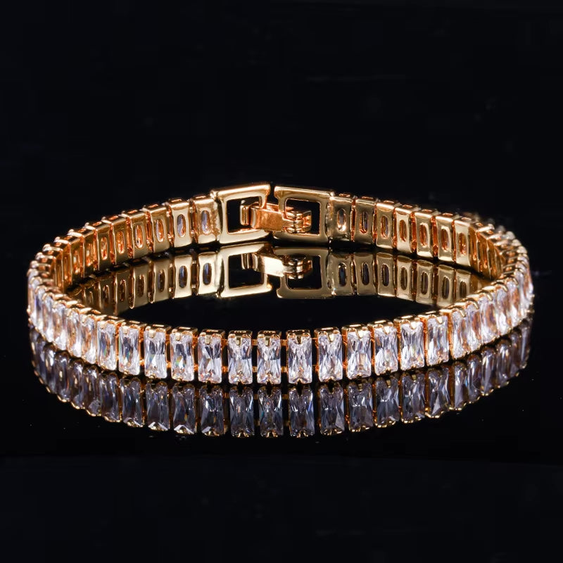 High Quality White Cubic Zirconia Stones Dubai Gold Plated Wedding Party Luxury Wrap Bangle and Bracelet for Women Jewelry Gifts