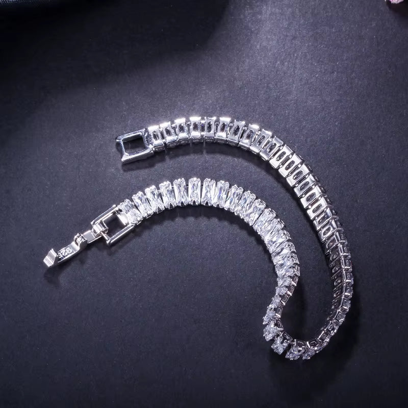 High Quality White Cubic Zirconia Stones Dubai Gold Plated Wedding Party Luxury Wrap Bangle and Bracelet for Women Jewelry Gifts