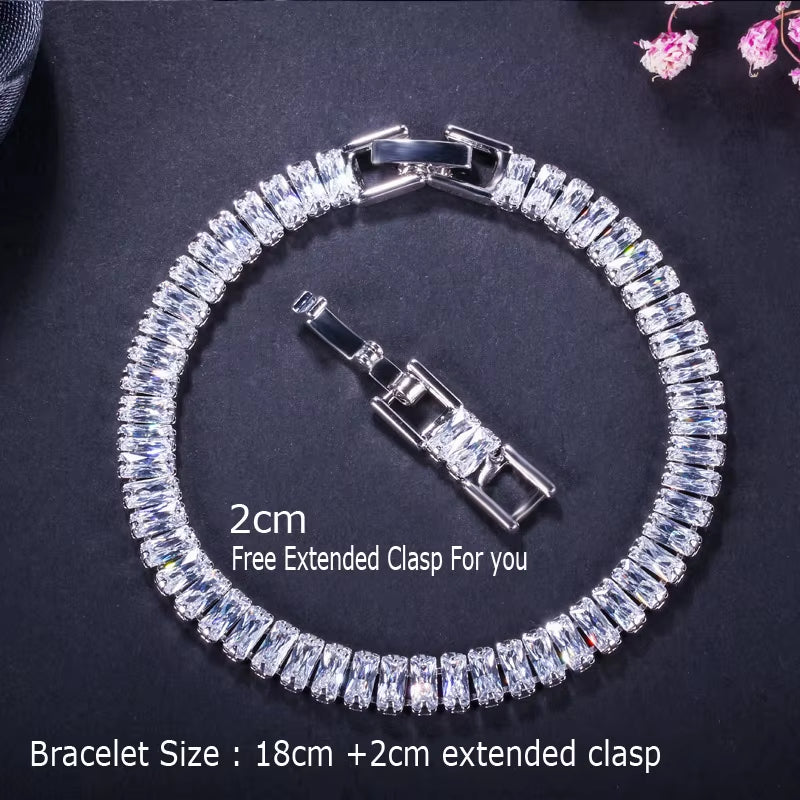 High Quality White Cubic Zirconia Stones Dubai Gold Plated Wedding Party Luxury Wrap Bangle and Bracelet for Women Jewelry Gifts