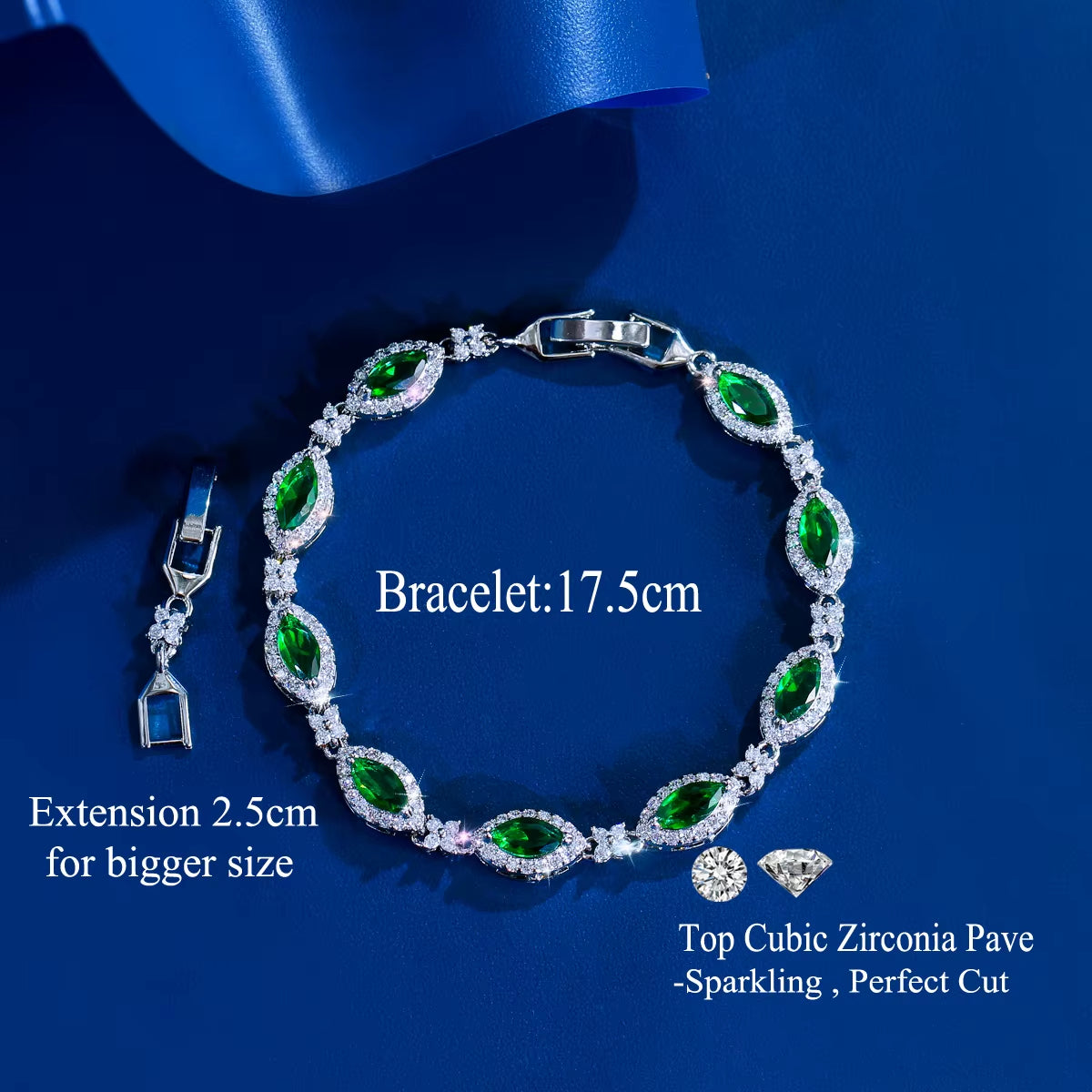 Europe America New Trendy Cubic Zirconia Marquise Cut Flowers Tennis Link Bracelet for Women Men Wedding Party Luxury Jewelry
